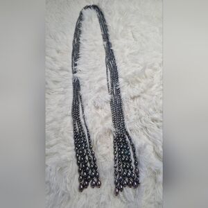 Vintage 10-Strand Peacock Freshwater Pearl Necklace 46” | Layered Statement Boho
